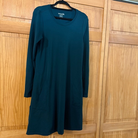 Wool& Eliza Swing Dress Merino Wool Blend Elegant Long Sleeve Dress - Picture 2 of 4